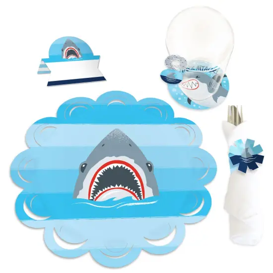 Big Dot of Happiness Shark Zone - Jawsome Shark Party or Birthday Party Paper Charger & Table Decorations Chargerific Kit for 8 {1}