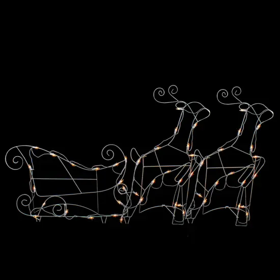 Northlight 3-Piece Lighted Reindeer and Sleigh Outdoor Christmas Decoration Set White {3}