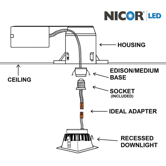 NICOR 3 in. White Square LED Recessed Downlight in 3000K Soft White {6}