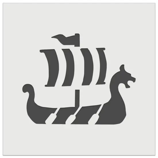 Viking Dragon Headed Longboat Ship with Sails Wall Cookie DIY Craft Reusable Stencil {7}