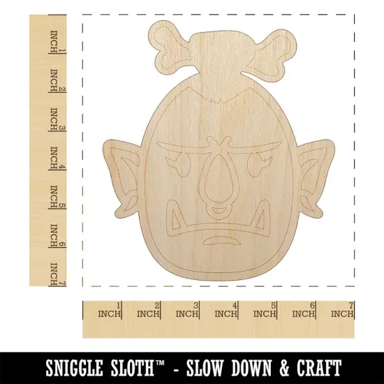 Orc Female Character Face Unfinished Wood Shape Piece Cutout for DIY Craft Projects {1}