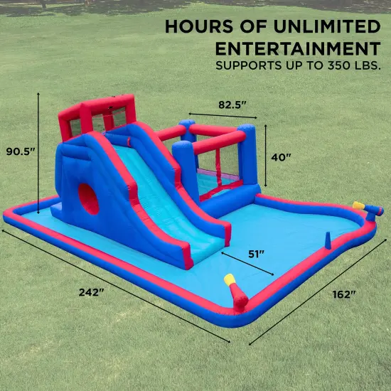 Sunny & Fun Inflatable Kids Backyard Water Park W/Slide & Bounce House {2}