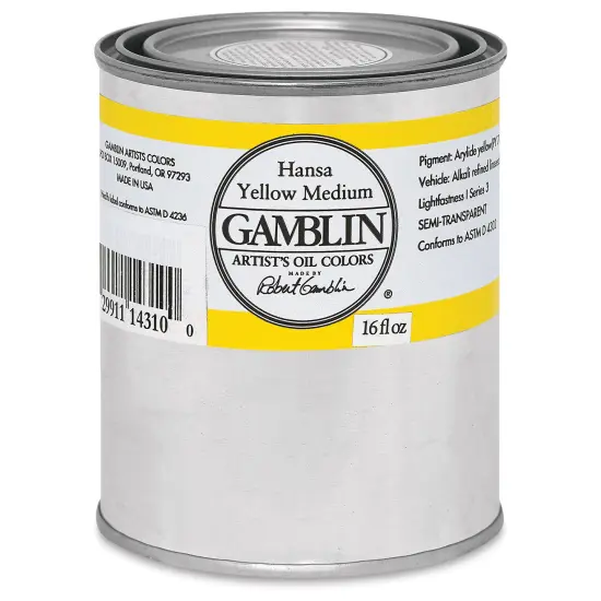 Gamblin Artist's Oil Color - Hansa Yellow Medium, 16 oz Can {2}