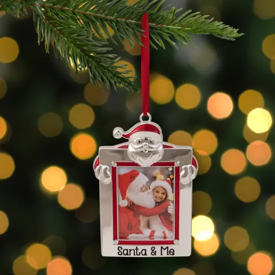 Northlight Embellished "Santa and Me" Photo Frame Christmas Ornament - 3.5" - Silver and Red {3}