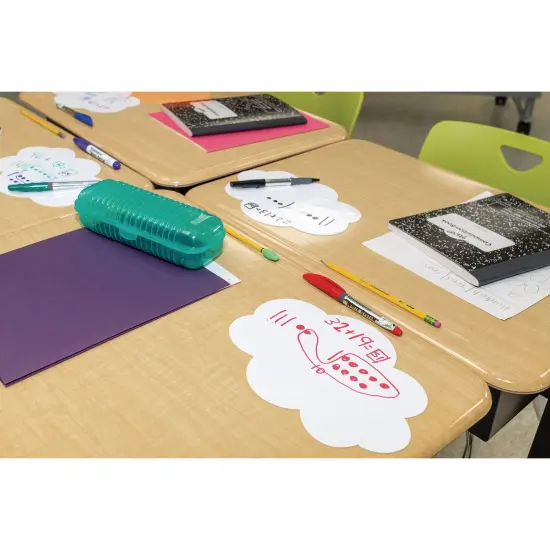 Self-Stick Dry Erase Clouds, White, 7" x 10", 10 Count {6}