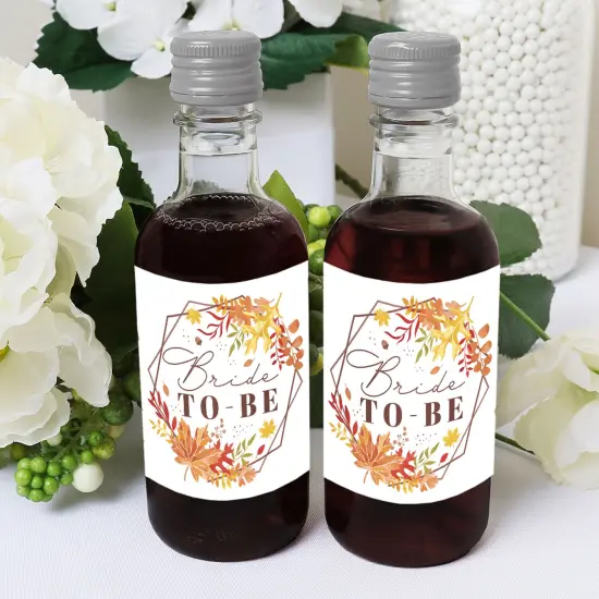 Big Dot of Happiness Fall Foliage Bride - Mini Wine and Champagne Bottle Label Stickers - Bridal Shower and Wedding Party Favor Gift - Set of 16 {6}