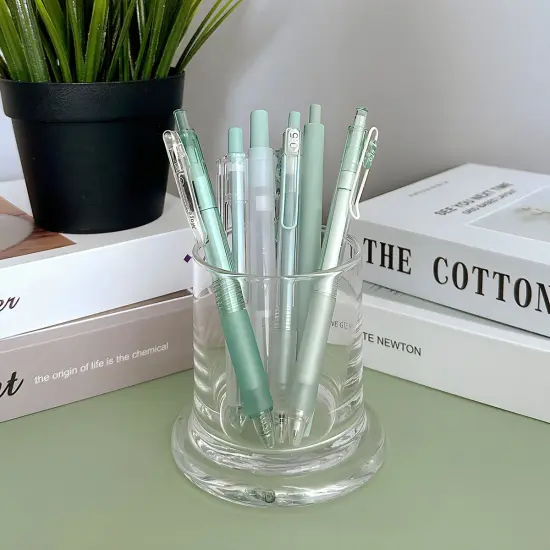 Wrapables Retractable Rollerball Pens and Highlighter Set, 0.5mm Black Gel Ink Pens for Home, Office, Stationery (Set of 6) Mint {5}