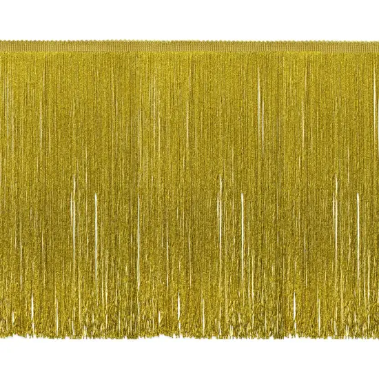 15" Metallic Chainette Fringe Trim Metallic Gold {1}
