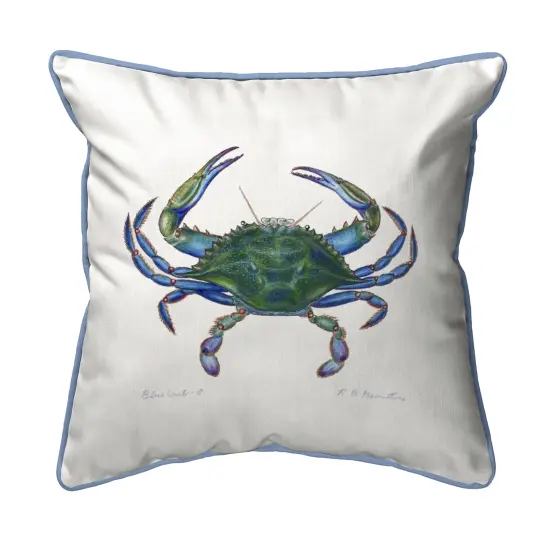 Betsy Drake Blue Crab - Male Large Indoor/Outdoor Pillow 18x18 Multicolor {1}