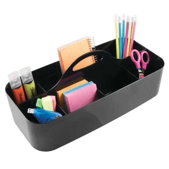 mDesign Large Plastic Divided Office Organizer Caddy Tote with Handle {1}