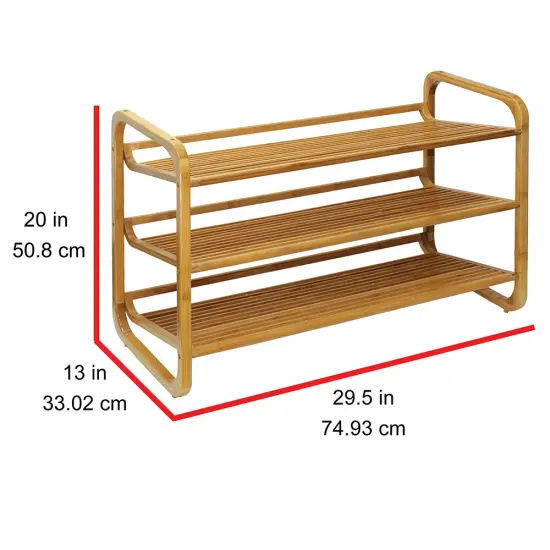 Oceanstar 3 Tier Bamboo Shoe Rack Brown {3}
