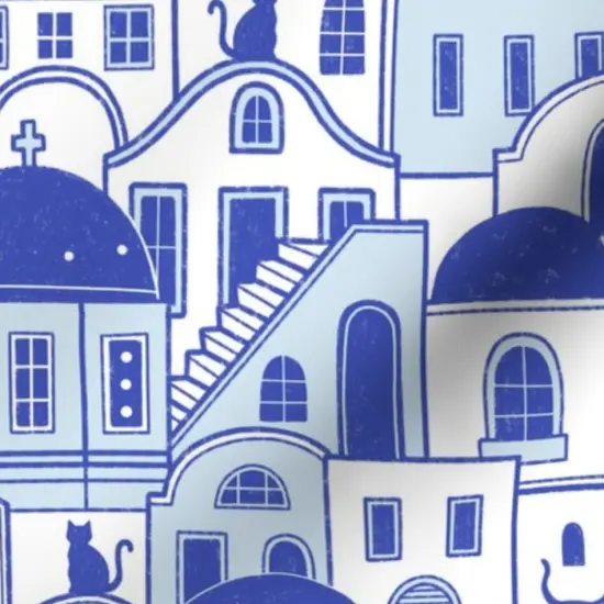 Various Fabrics by the Yard or Fat Quarter Greek Electric Blue Greece Santorini Mediterranean Custom Printed Fabric by Spoonflower {7}