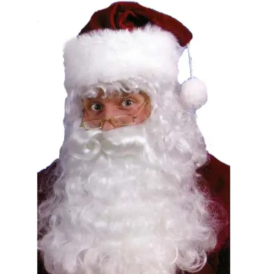 Fun World 8" White Santa Claus Beard Wig and Eyebrows Christmas Unisex Adult Costume Accessory - One Size {1}