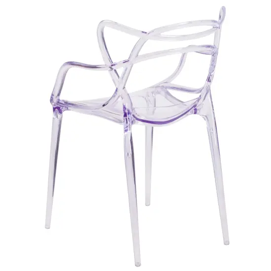 Emma and Oliver Transparent Fluid Style Stacking Side Chair Clear {4}