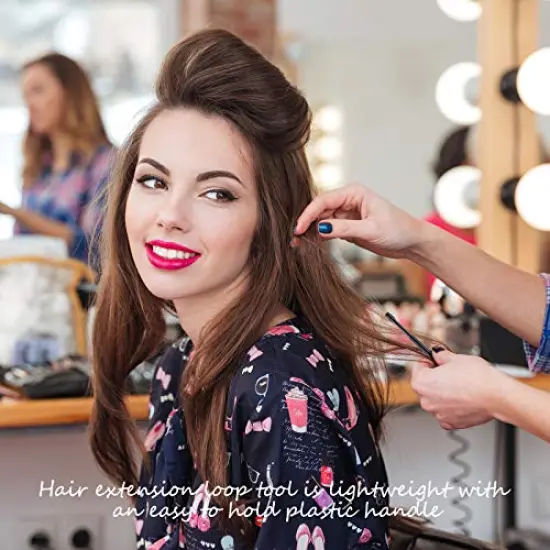 10 Pieces Hair Extension Loop Needle Threader Pulling Hook Tool and Bead Device Tool Black Loop Threader for Hair or Feather Extensions (Black) {3}