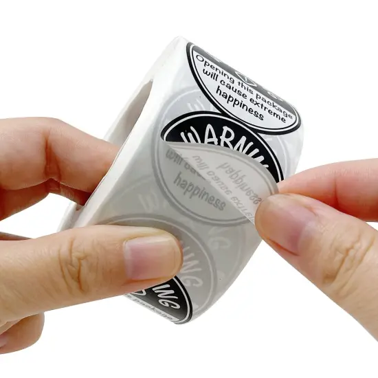 Wrapables 1.5 inch Black Extreme Happiness Warning Small Business Thank You Stickers Roll, Sealing Stickers and Labels for Boxes, Envelopes, Bags and Packages (500pcs) {3}