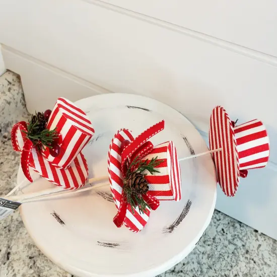 28"L Striped Hat Stem Spray/Pick - Whimsical and Colorful Floral Accent-ST1700 {2}