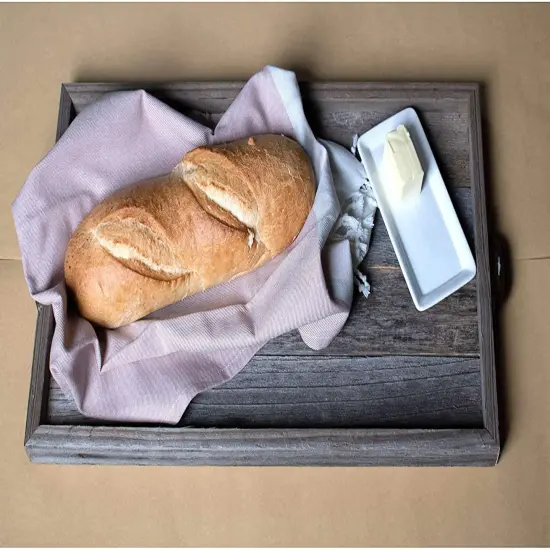 Rustic Farmhouse Large Decorative 24.5 in. x 13 in. Reclaimed Wood Breakfast Platter Tray {1}