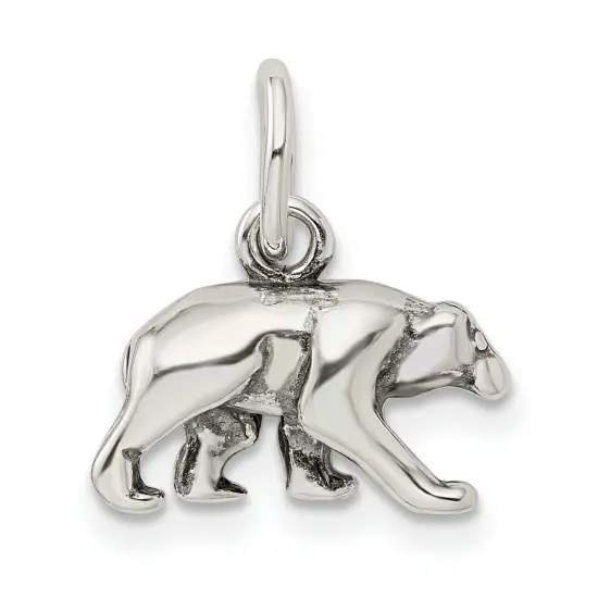 Sterling Silver Bear Charm Pendant Animal Jewelry 12mm x 15mm {5}