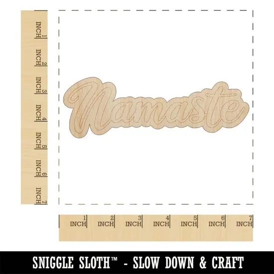 Namaste Script Font Unfinished Wood Shape Piece Cutout for DIY Craft Projects {1}