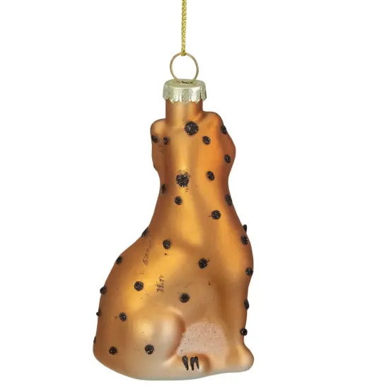 Northlight Standing Leopard Glass Christmas Ornament - 4" - Black and Orange {6}
