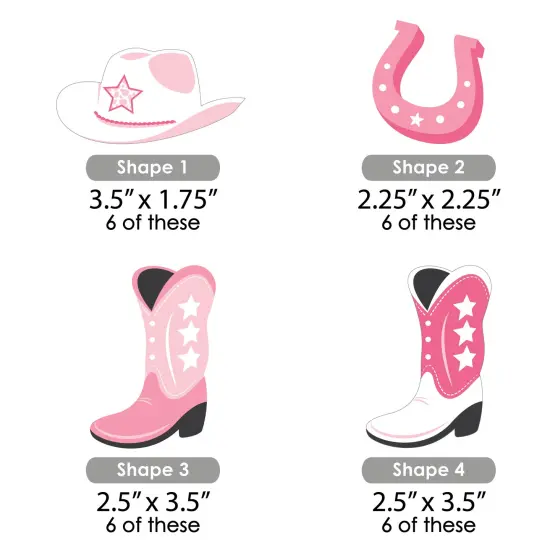 Big Dot of Happiness Rodeo Cowgirl - DIY Shaped Pink Western Party Cut-Outs - 24 Count {3}