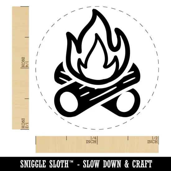 Campfire Cartoon Self-Inking Rubber Stamp for Stamping Crafting Planners Red {1}