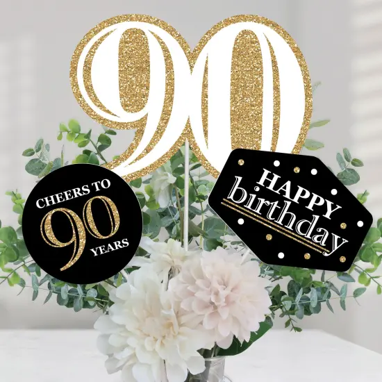 Big Dot of Happiness Adult 90th Birthday - Gold - Birthday Party Centerpiece Sticks - Table Toppers - Set of 15 {1}