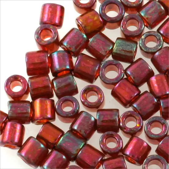 Miyuki Delica Seed Bead 8/0 Transparent Red Gold Luster {3}