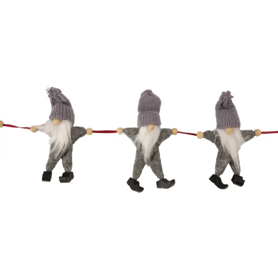 Northlight Knit Gnome Novelty Christmas Garland - 3.5' x 4.5" - Gray - Unlit {4}