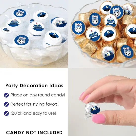 Big Dot of Happiness Calling All Units - Police - Cop Birthday Party or Baby Shower Small Round Candy Stickers - Party Favor Labels - 324 Count {6}