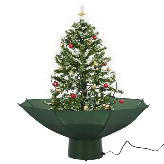 Snowing Christmas Tree with Umbrella Base 2 ft {6}