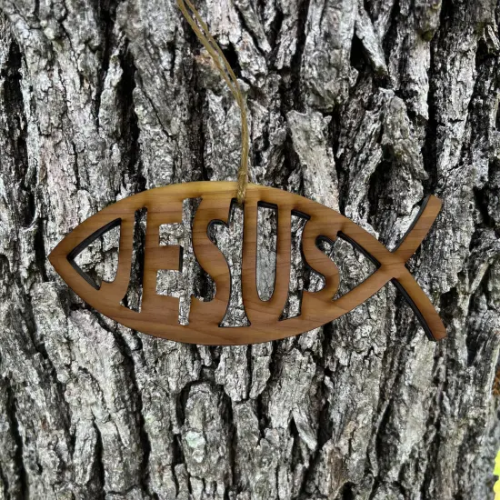 Jesus Fish - Cedar Ornament {6}