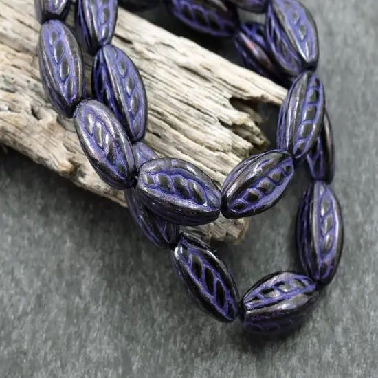 *10* 15x9mm Purple Washed Plum Luster Twisted Oval Beads {3}