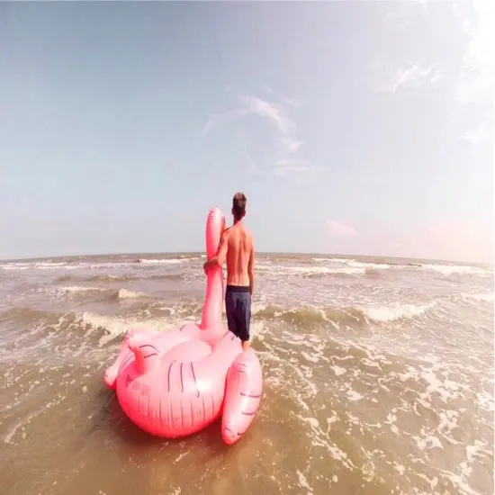 Swim Central Inflatable Pink Giant Flamingo Swimming Pool Ride-On Float Toy - 78" {7}