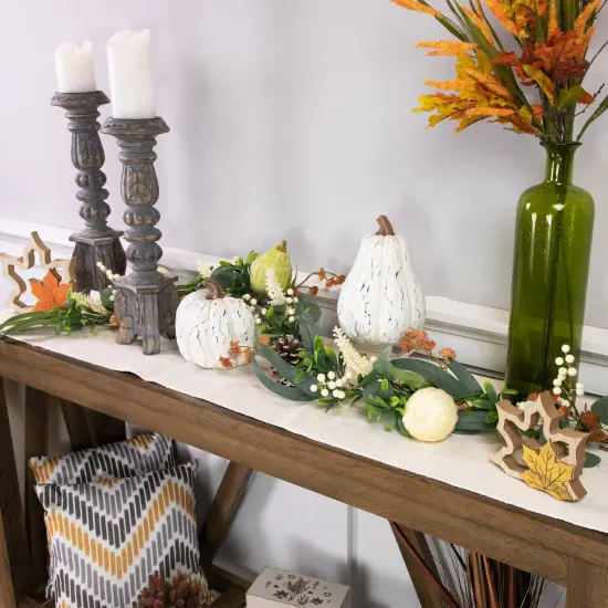 Northlight 5' x 6" Green Gourds and Foliage Artificial Fall Harvest Garland - Unlit {3}