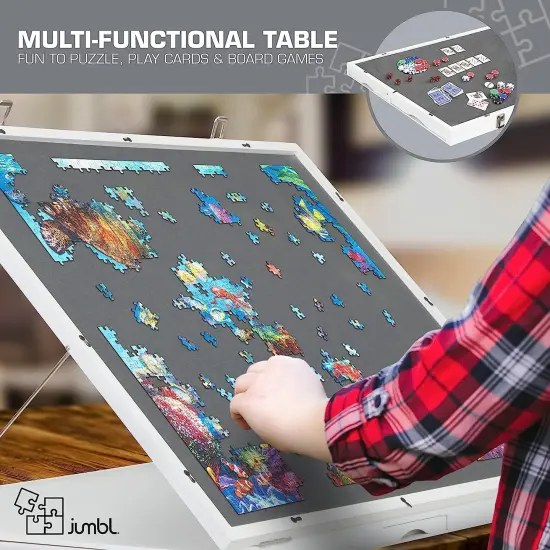 Jumbl 1500 Piece Puzzle Board 27&rdquo; x 35&rdquo; with Drawers and Removable Cover White {5}