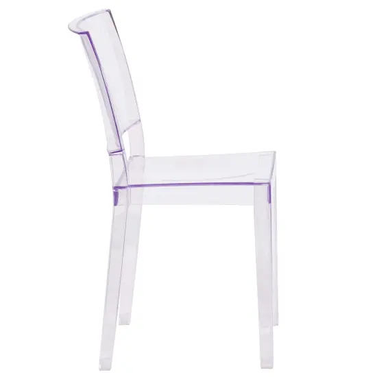Emma and Oliver 4 Pack Transparent Stacking Side Chair Clear {5}