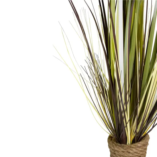 Northlight 34" Artificial Long Grass Plant in Twisted RopePot Yellow {5}