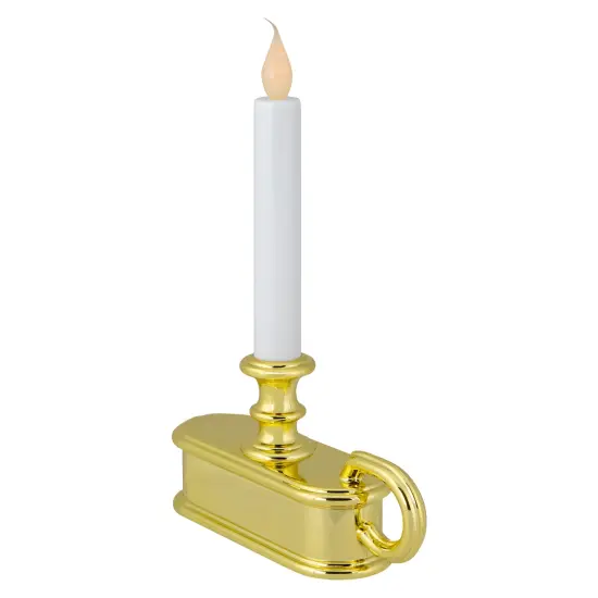 Northlight LED Lighted Window Candle with Handle Base - 9.5" - White and Gold {5}