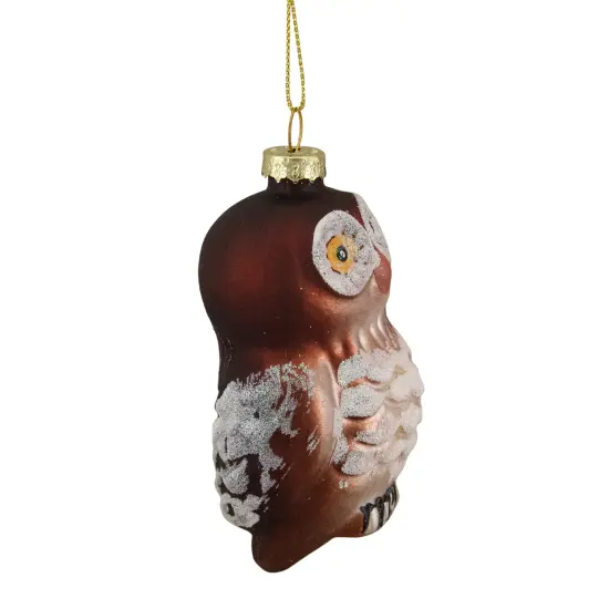 Northlight 3.75" Brown and White Glass Owl Christmas Ornament {7}