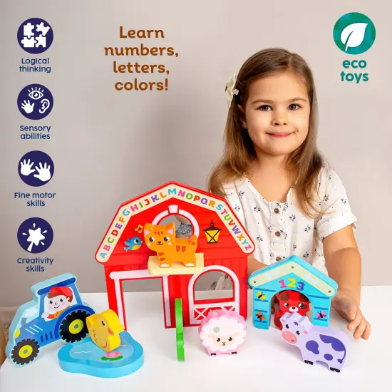 Kids Hits: Unleash Creativity with the Wooden Farm Set - Building, Matching, and Imaginative Play for Little Explorers! {3}