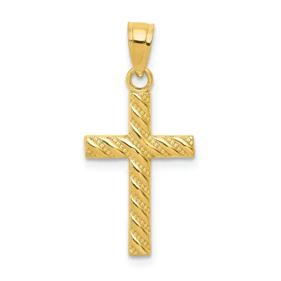 10K Gold Cross Pendant Charm Jewelry 25 x 12mm {1}