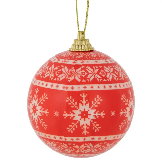 Northlight Nordic Decoupage Christmas Ball Ornaments - 2.25" (60mm) - 14pc Red {5}