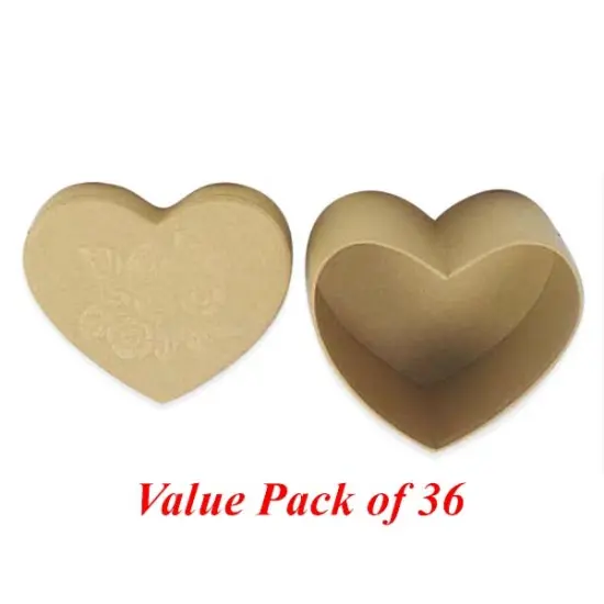 Value Pack of 36 Heart Box with Rose Embossed Lid {3}