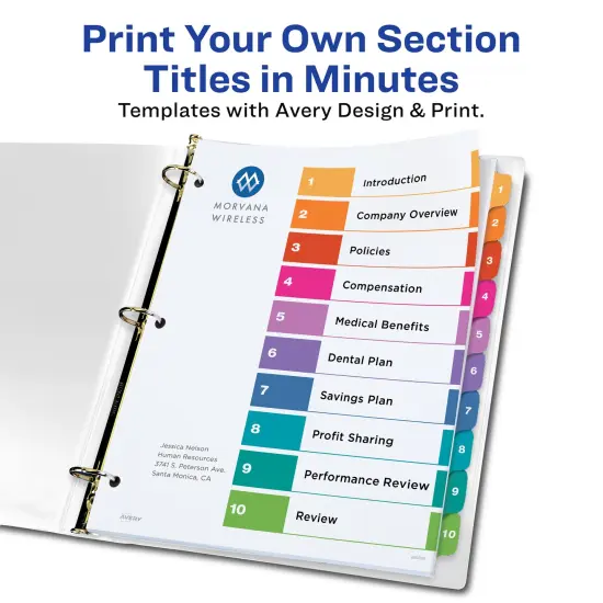 Avery Heavy-Duty View 3 Ring Binder with 3 Inch Rings, 10 Tab Customizable Table of Contents Binder Dividers, Office Supplies Set (01678) {5}