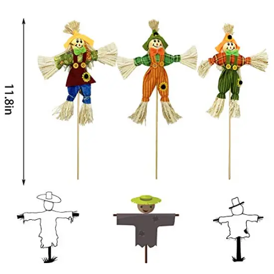 EBaokuup 10 PCS Halloween Scarecrow Decoration - 11.8 Inch Fall Harvest Scarecrow Thanksgiving Scarecrow Fall Harvest Standing Scarecrow Decor for Autumn, Halloween, Garden, Yard Decoration {6}