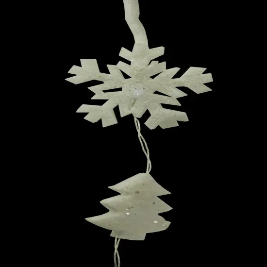 Kaemingk LED Snowflake and Tree Mini Christmas Lights - Cool White - 5.5 ft Clear Wire - 12ct {3}