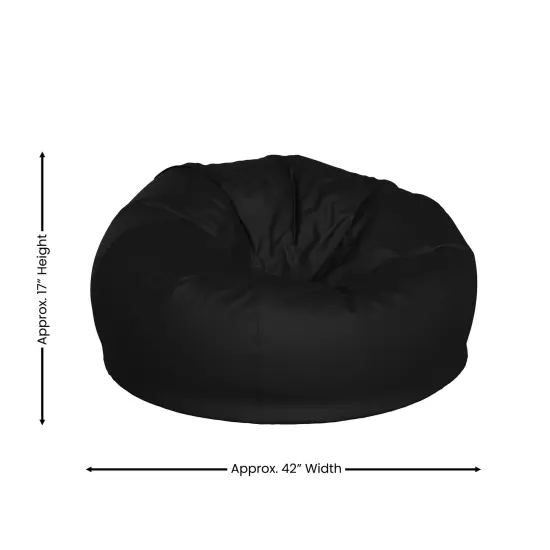 Emma and Oliver Oversized Bean Bag Chair for Kids and Adults Black Furry {10}