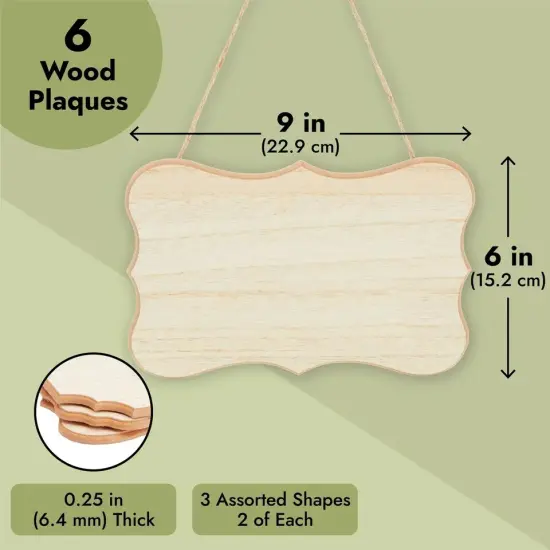 6-Pk MDF Unfinished Wood Plaques for Crafts with Jute Rope {3}